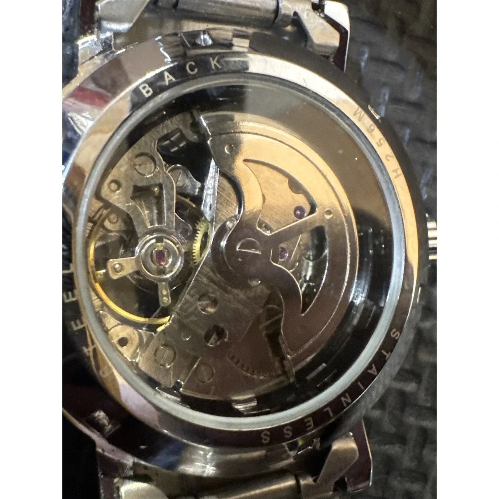 T-WINNER H256M Mechanical Automatic Skeleton Watch w/ Stainless Steel Band
